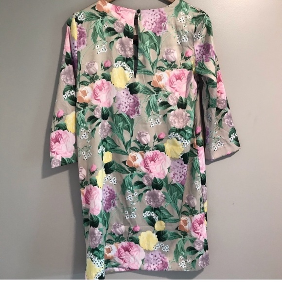 H&M Floral Rose Satin Shift Dress Size 8 Pastel Spring Easter Garden Party - Picture 5 of 10